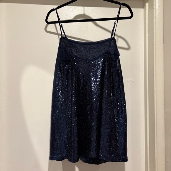 Free People Intimately Time to Shine Slip Sequined Dress In Navy Blue Sleeveless - Picture 6 of 10